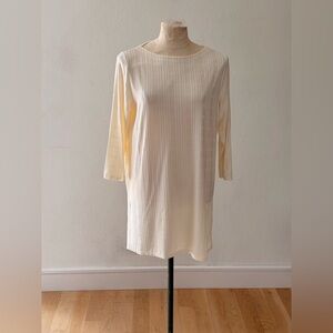 J. Jill Cream Textured Long-Sleeve Shift Dress